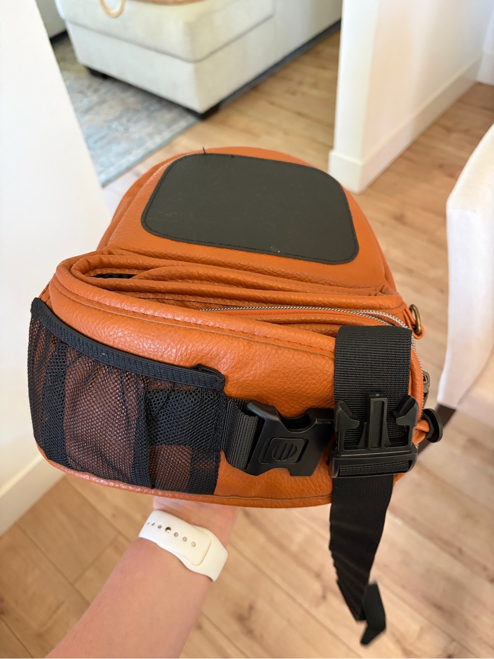 tushbaby Kids Leather Diaper Backpack - Brown - Picture 2 of 3